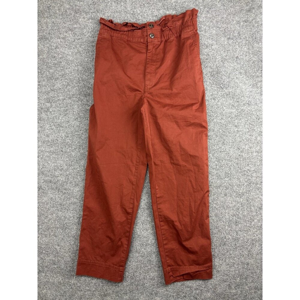 Madewell Paperbag Pants Womens 4 Brown Twill Tapered Crop Elastic Waist Casual